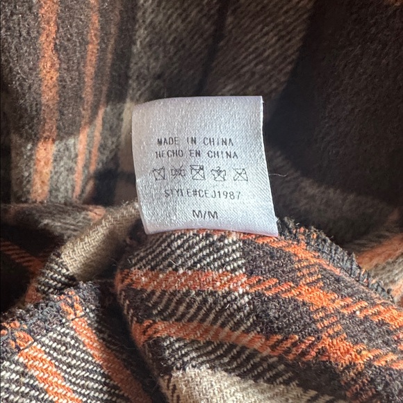 ADORA Flannel Shacket Size Medium Brown, Tan and Orange Plaid - Picture 8 of 10